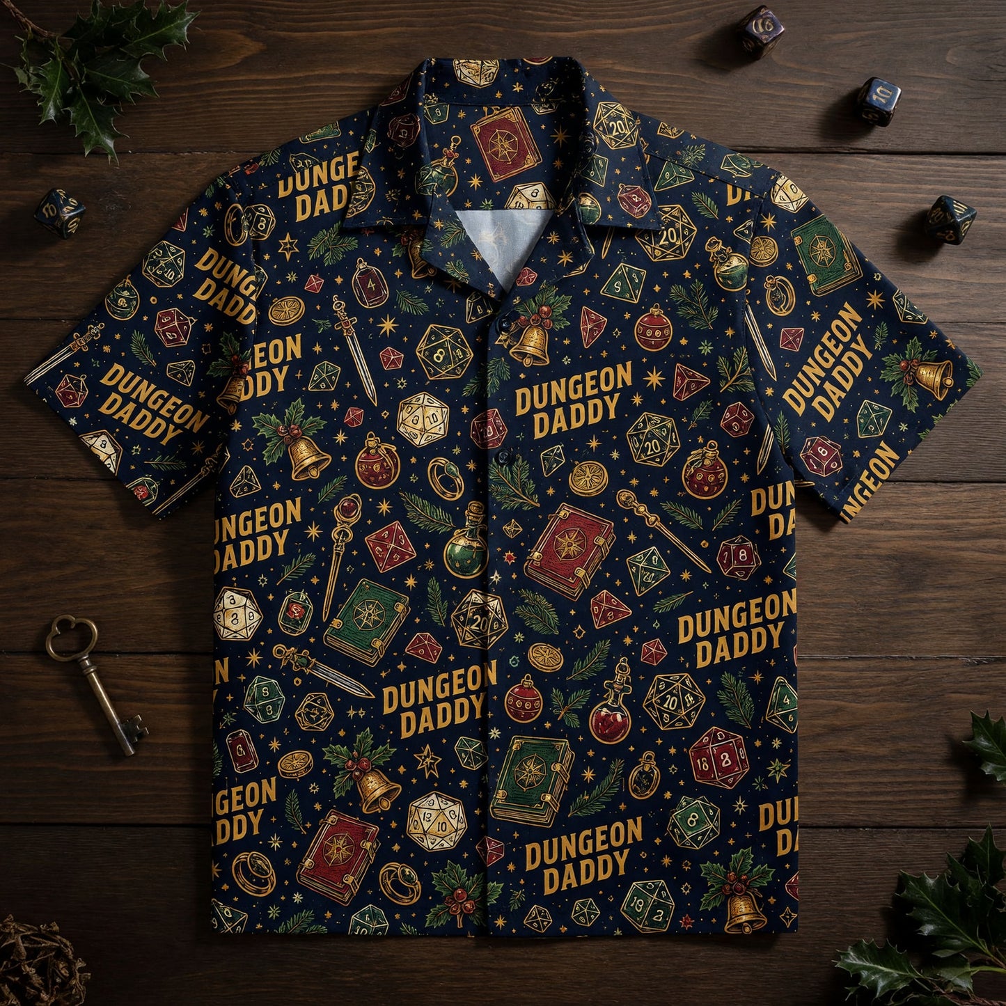 Dungeon Daddy Hawaiian Shirt - Christmas RPG Holiday Apparel