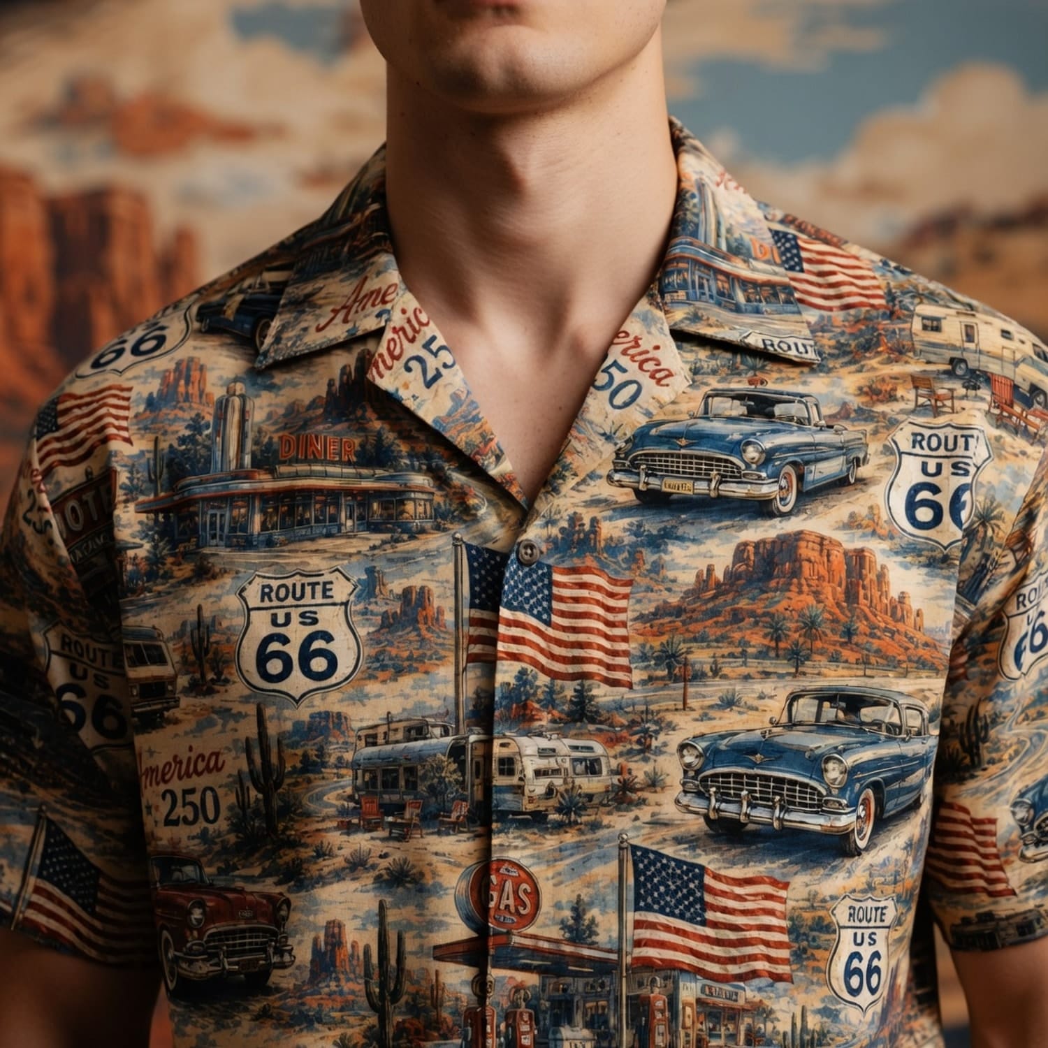 America 250 Classic Road Trip Classic Car 1776-2026 Vintage Patriotic USA Premium Hawaiian Shirt - HWL7WU5001