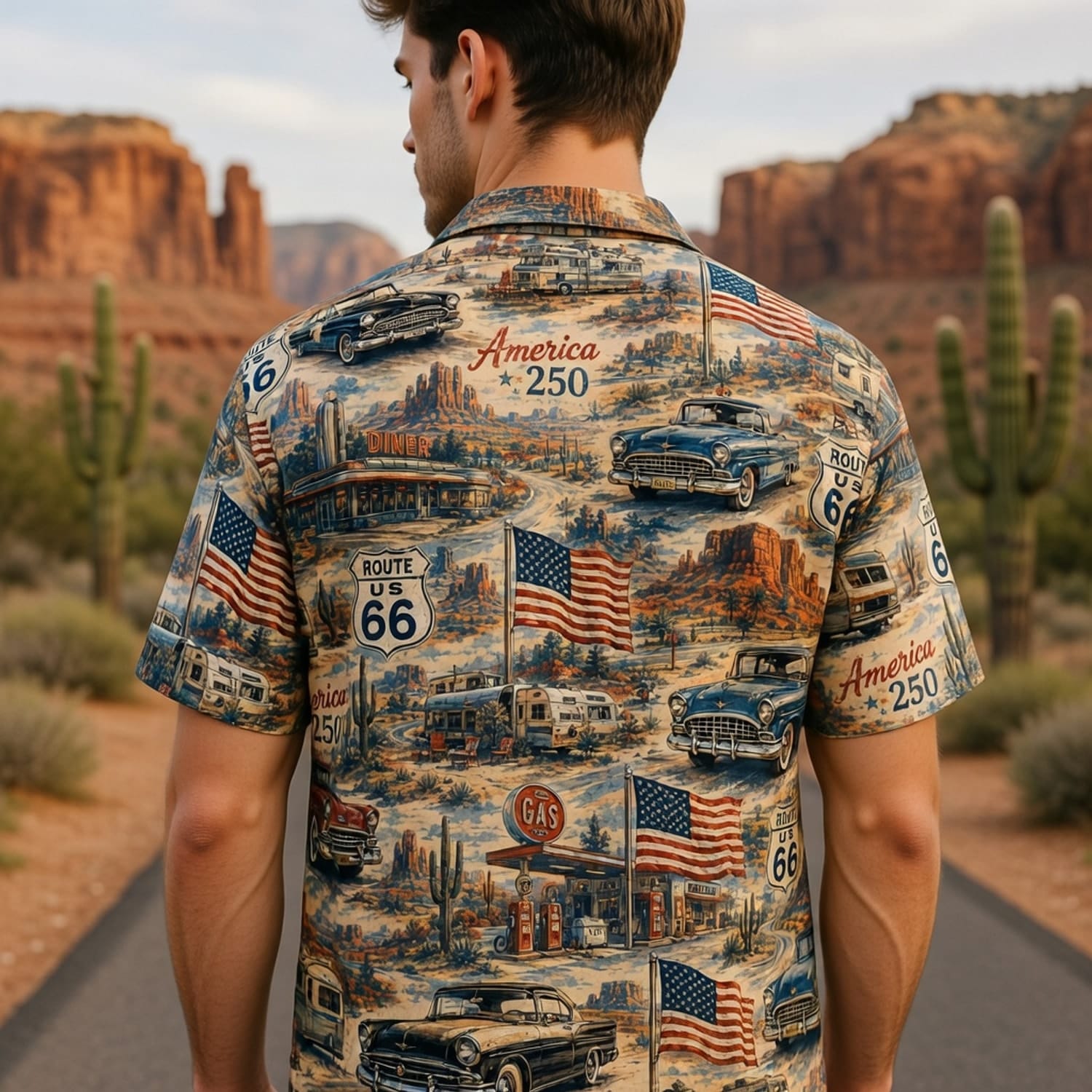 America 250 Classic Road Trip Classic Car 1776-2026 Vintage Patriotic USA Premium Hawaiian Shirt - HWL7WU5001