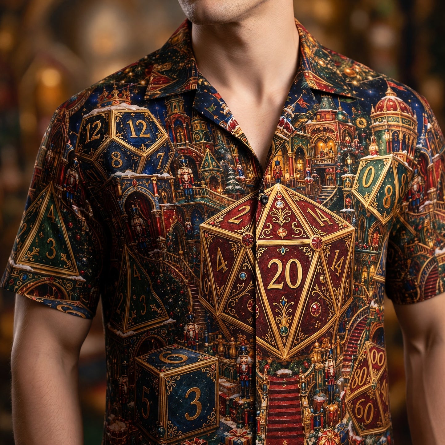 Christmas Dice Hawaiian Shirt - Fantasy RPG Holiday Apparel