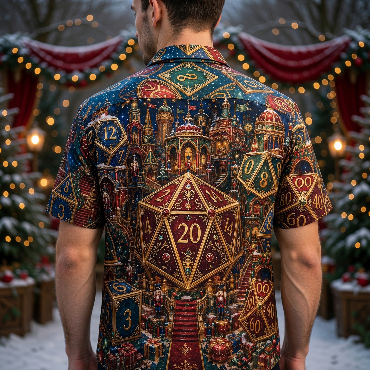 Christmas Dice Hawaiian Shirt - Fantasy RPG Holiday Apparel