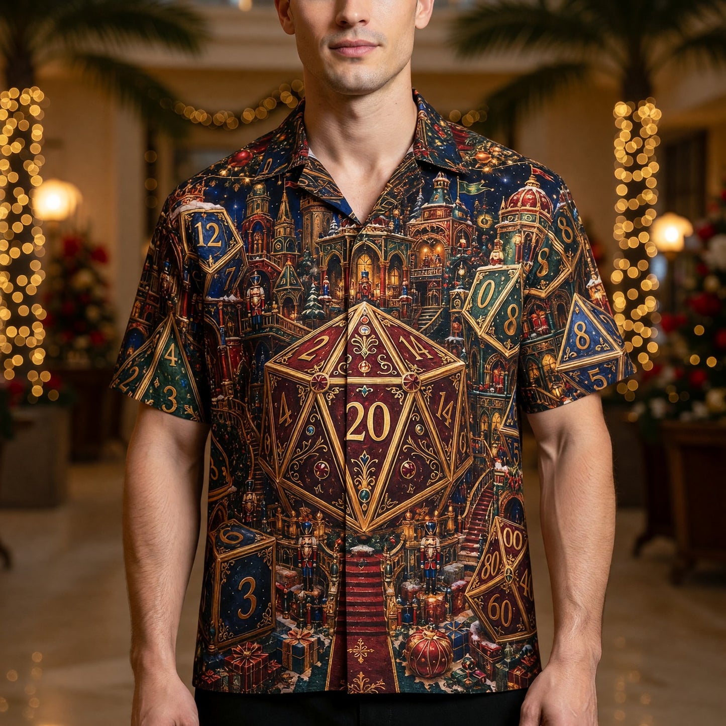 Christmas Dice Hawaiian Shirt - Fantasy RPG Holiday Apparel