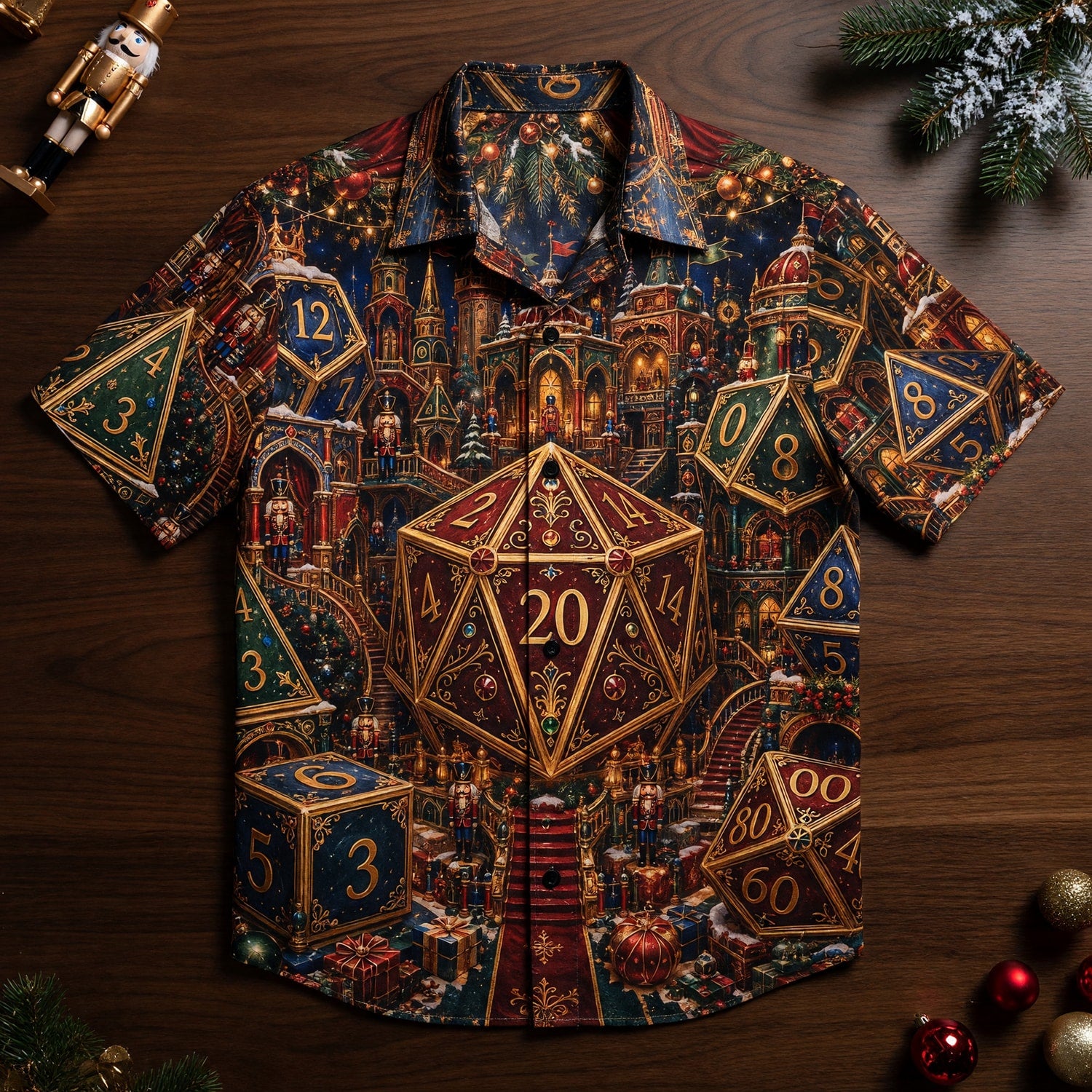 Christmas Dice Hawaiian Shirt - Fantasy RPG Holiday Apparel