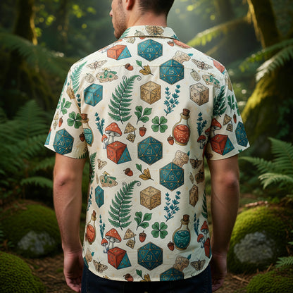 Dice Fantasy Hawaiian Shirt - RPG Mushroom Potion Pattern