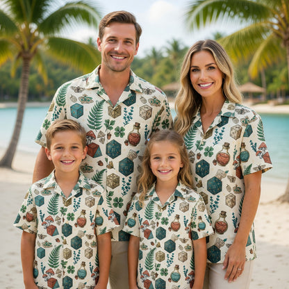 Dice Fantasy Hawaiian Shirt - RPG Mushroom Potion Pattern