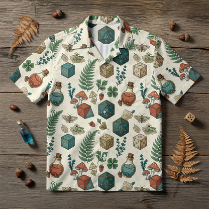 Dice Fantasy Hawaiian Shirt - RPG Mushroom Potion Pattern