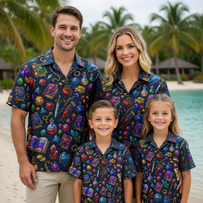 Fantasy Loot Hawaiian Shirt - Stained Glass RPG Treasures