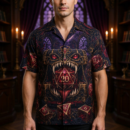 Red Monster Dice Hawaiian Shirt - Gothic RPG Fantasy Apparel