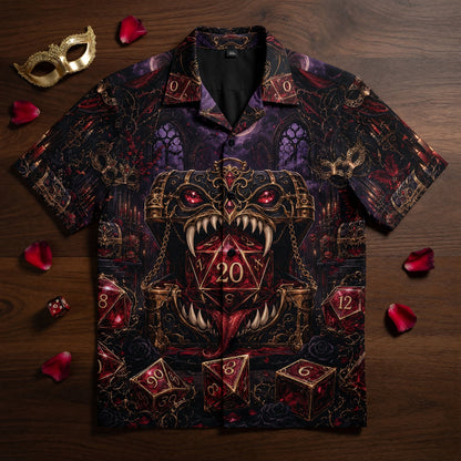 Red Monster Dice Hawaiian Shirt - Gothic RPG Fantasy Apparel