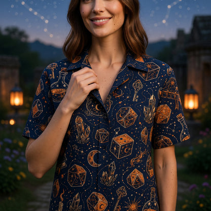 Dice Cauldron Hawaiian Shirt - Fantasy RPG Wizard Pattern