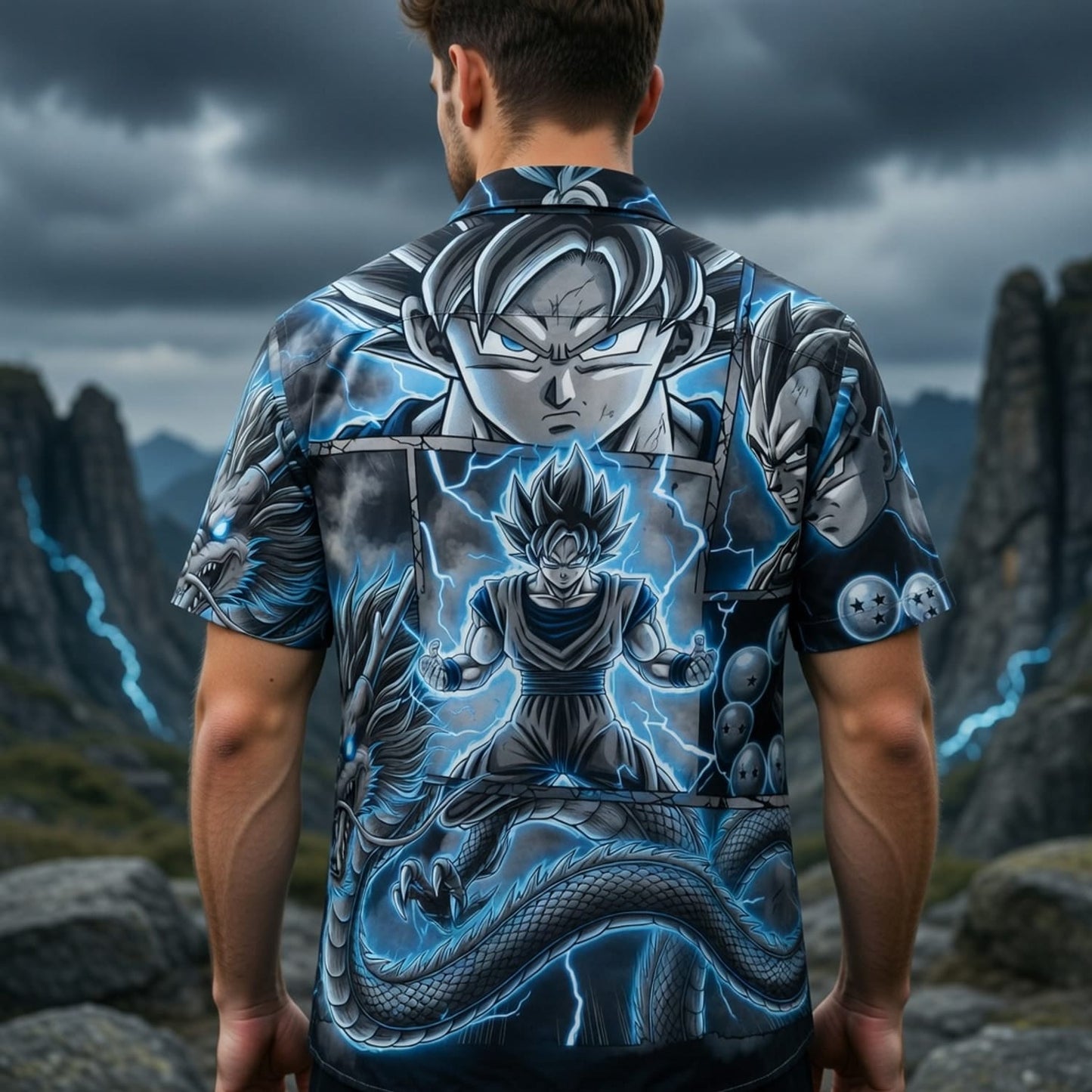 Anime Warrior Blue Lightning Premium Hawaiian Shirt