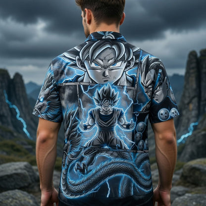 Anime Warrior Blue Lightning Premium Hawaiian Shirt