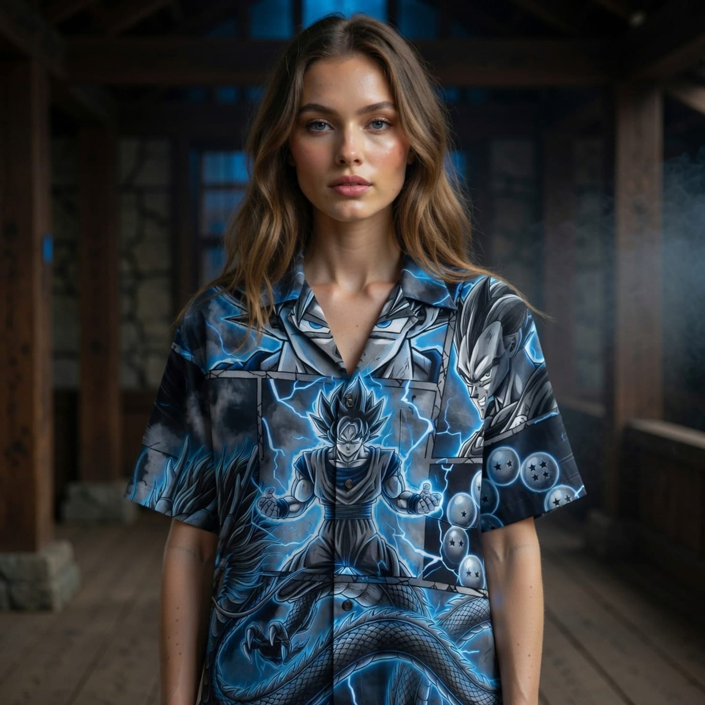 Anime Warrior Blue Lightning Premium Hawaiian Shirt