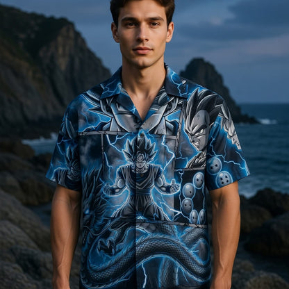 Anime Warrior Blue Lightning Premium Hawaiian Shirt
