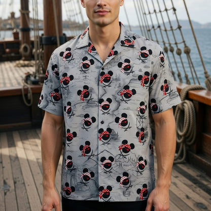 Pirate Skull Icons Mouse Hawaiian Shirt
