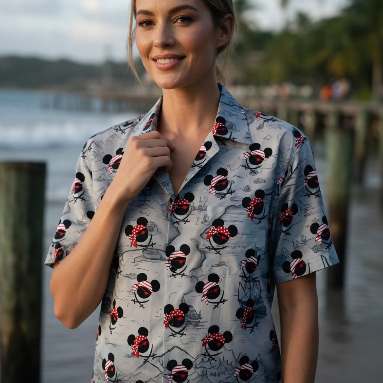 Pirate Skull Icons Mouse Hawaiian Shirt