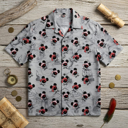 Pirate Skull Icons Mouse Hawaiian Shirt