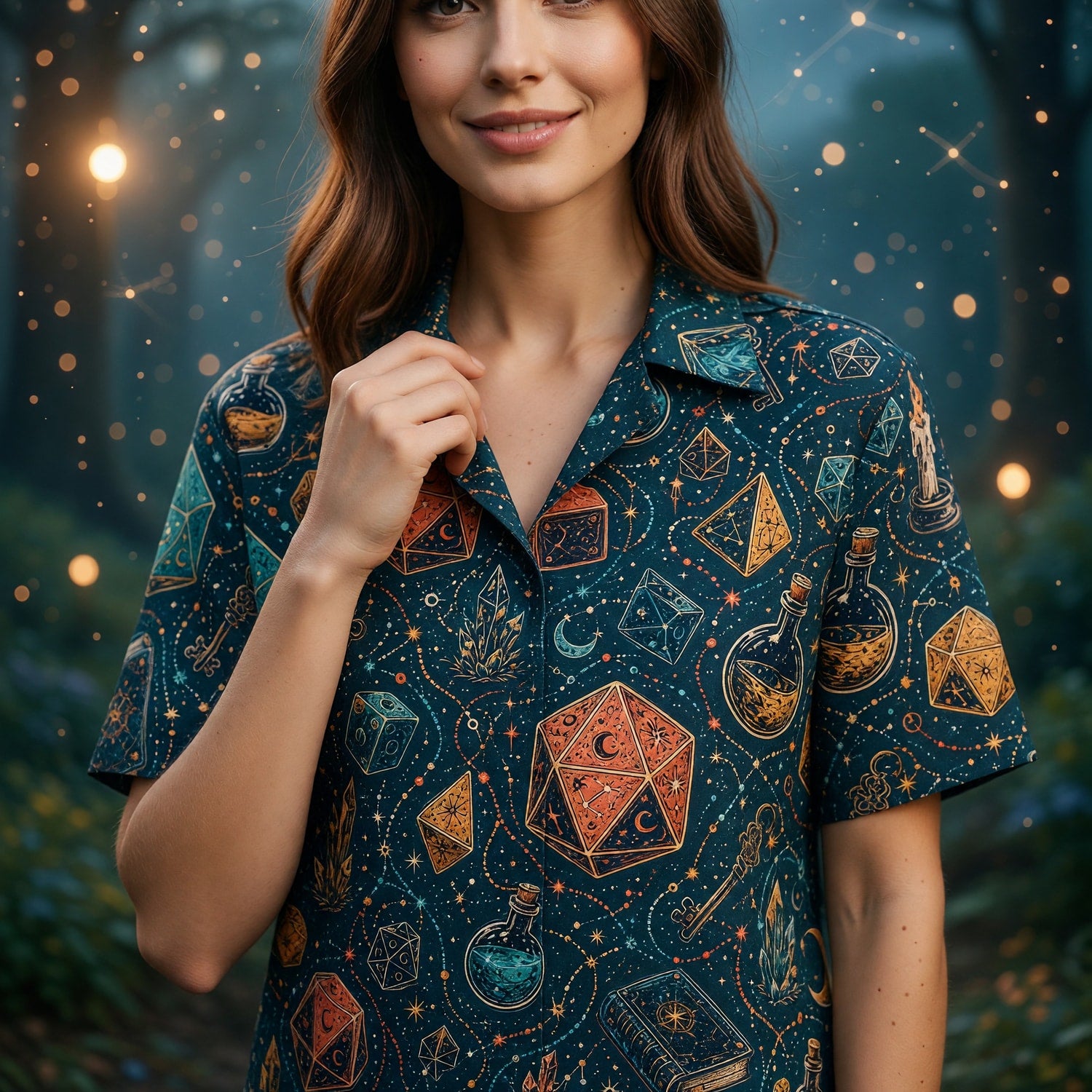 Mystic Dice Wizard Hawaiian Shirt - Arcane Fantasy Pattern