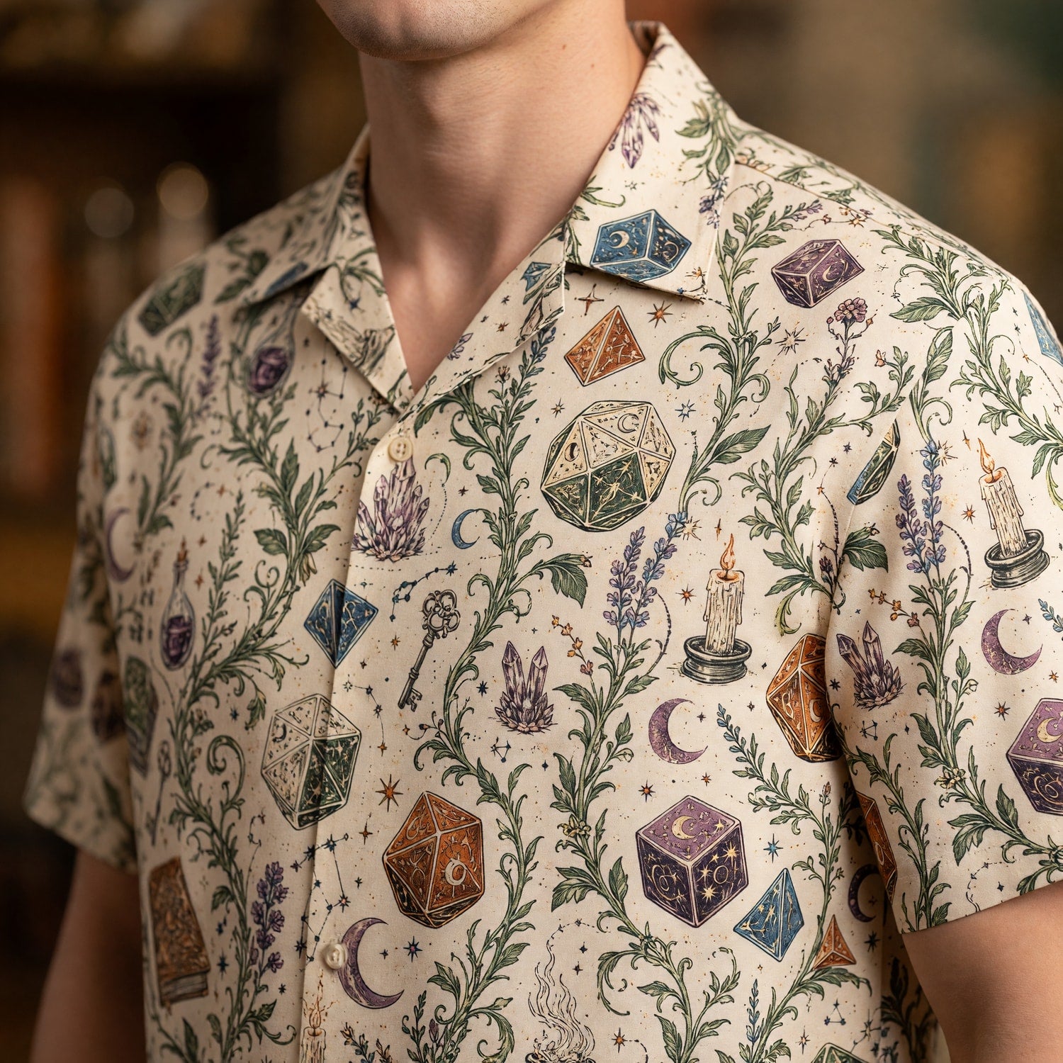 Celestial Dice Hawaiian Shirt - Mystic Witch Apparel