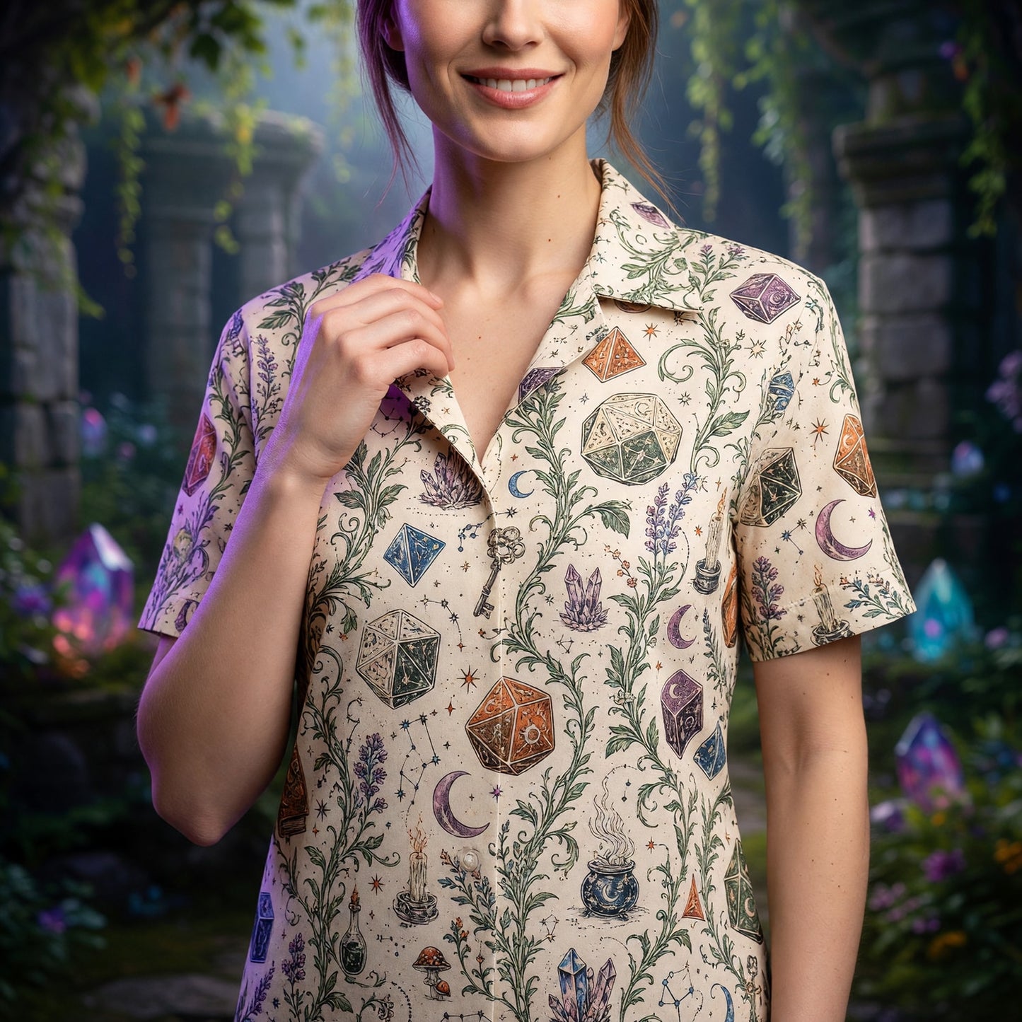 Celestial Dice Hawaiian Shirt - Mystic Witch Apparel
