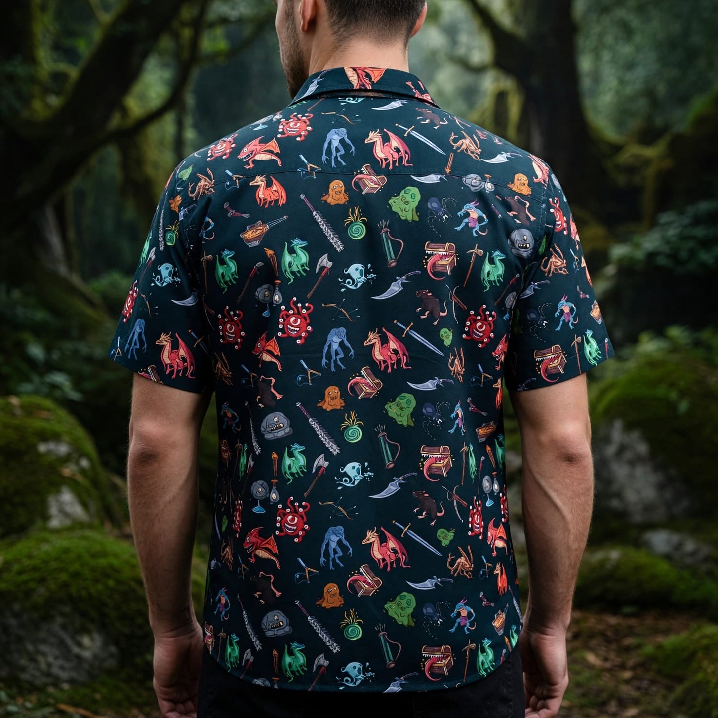 Fantasy Dungeon Monsters Hawaiian Shirt - Fantasy RPG Pattern