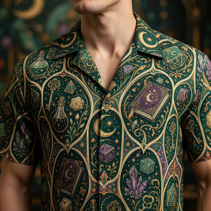 Fantasy Dungeon Dice Hawaiian Shirt - Arcane RPG Fantasy Print