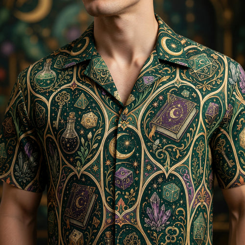 Fantasy Dungeon Dice Hawaiian Shirt - Arcane RPG Fantasy Print