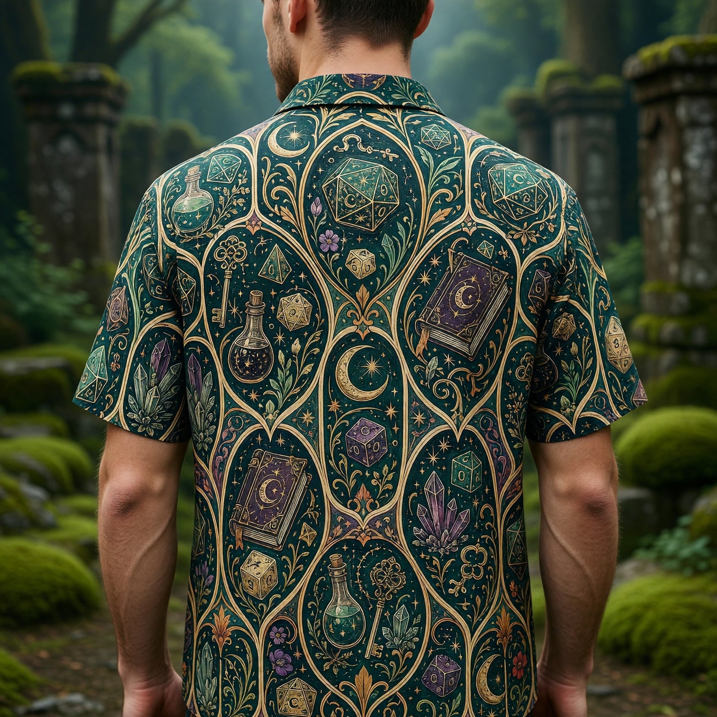 Fantasy Dungeon Dice Hawaiian Shirt - Arcane RPG Fantasy Print