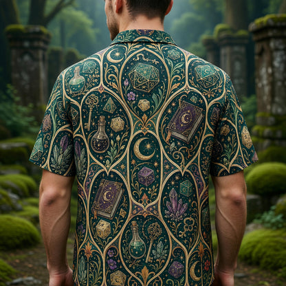Fantasy Dungeon Dice Hawaiian Shirt - Arcane RPG Fantasy Print