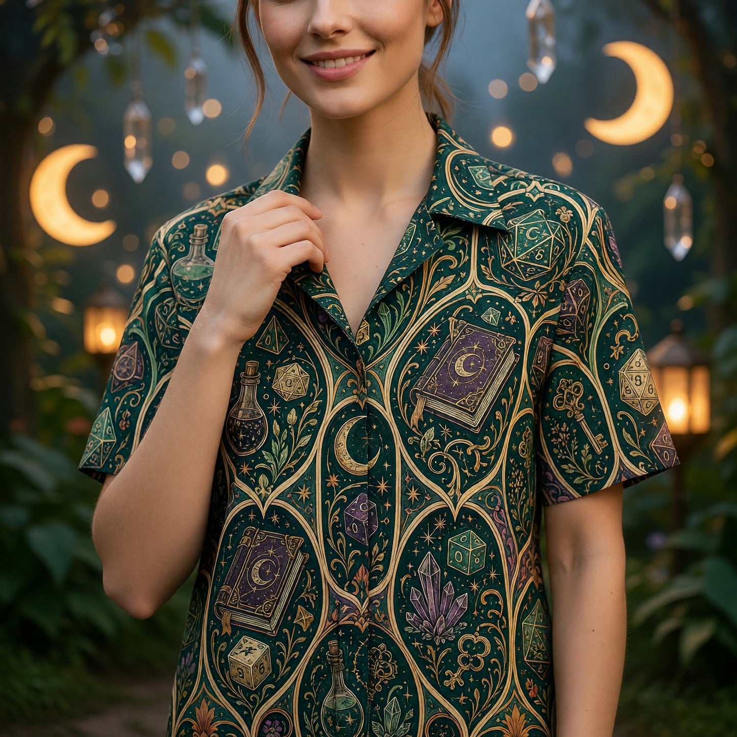 Fantasy Dungeon Dice Hawaiian Shirt - Arcane RPG Fantasy Print
