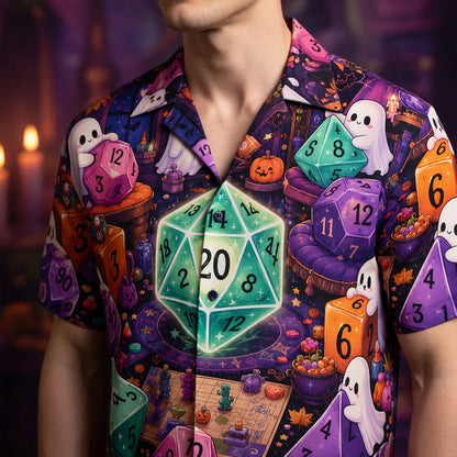 Halloween Dice Hawaiian Shirt - Spooky Ghost RPG Apparel