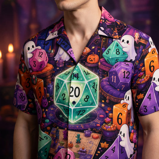 Halloween Dice Hawaiian Shirt - Spooky Ghost RPG Apparel