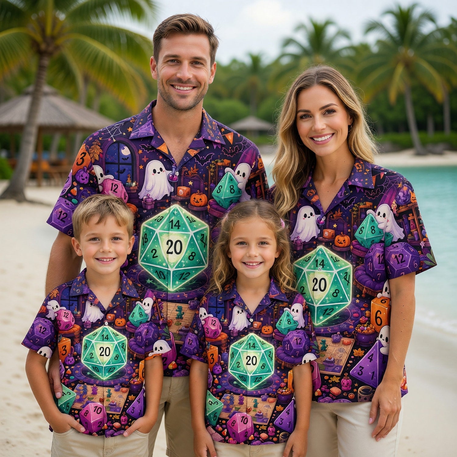 Halloween Dice Hawaiian Shirt - Spooky Ghost RPG Apparel