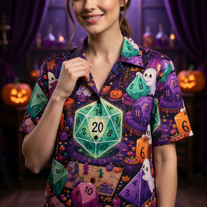Halloween Dice Hawaiian Shirt - Spooky Ghost RPG Apparel