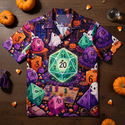 Halloween Dice Hawaiian Shirt - Spooky Ghost RPG Apparel