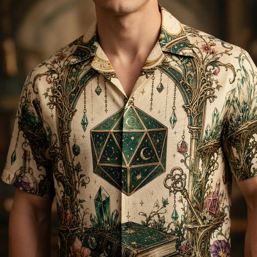 Celestial D20 Dice Hawaiian Shirt - Fantasy RPG Mystic Apparel