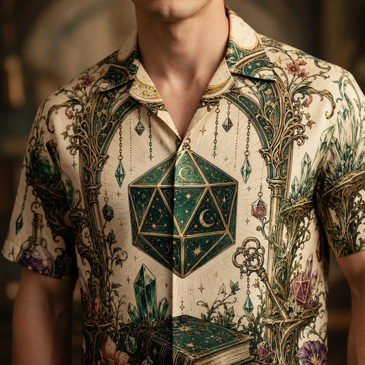 Celestial D20 Dice Hawaiian Shirt - Fantasy RPG Mystic Apparel