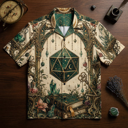 Celestial D20 Dice Hawaiian Shirt - Fantasy RPG Mystic Apparel