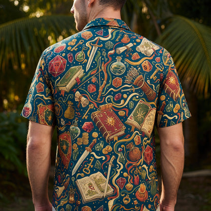 Fantasy Dungeon Hawaiian Shirt - Fantasy RPG Dice Pattern Apparel