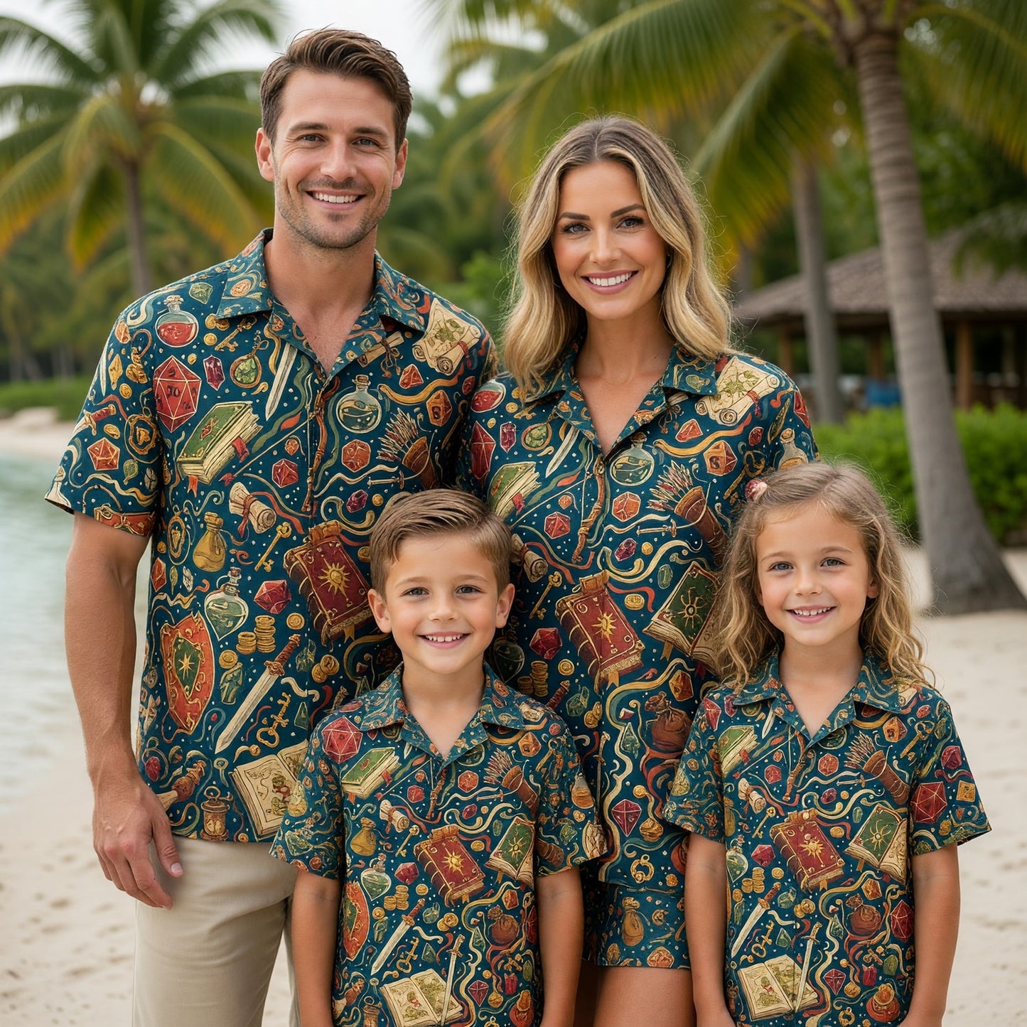 Fantasy Dungeon Hawaiian Shirt - Fantasy RPG Dice Pattern Apparel