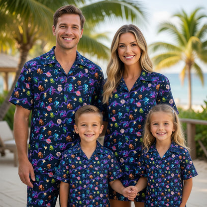 Cosmic Dice Hawaiian Shirt - Space RPG Gaming Apparel