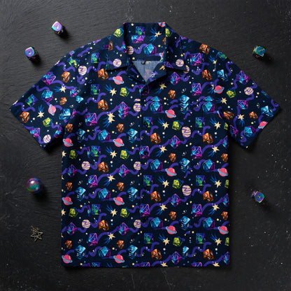 Cosmic Dice Hawaiian Shirt - Space RPG Gaming Apparel