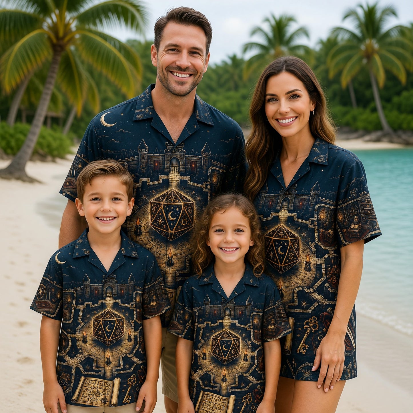 Fantasy D20 Castle Hawaiian Shirt - RPG Dungeon Night Apparel