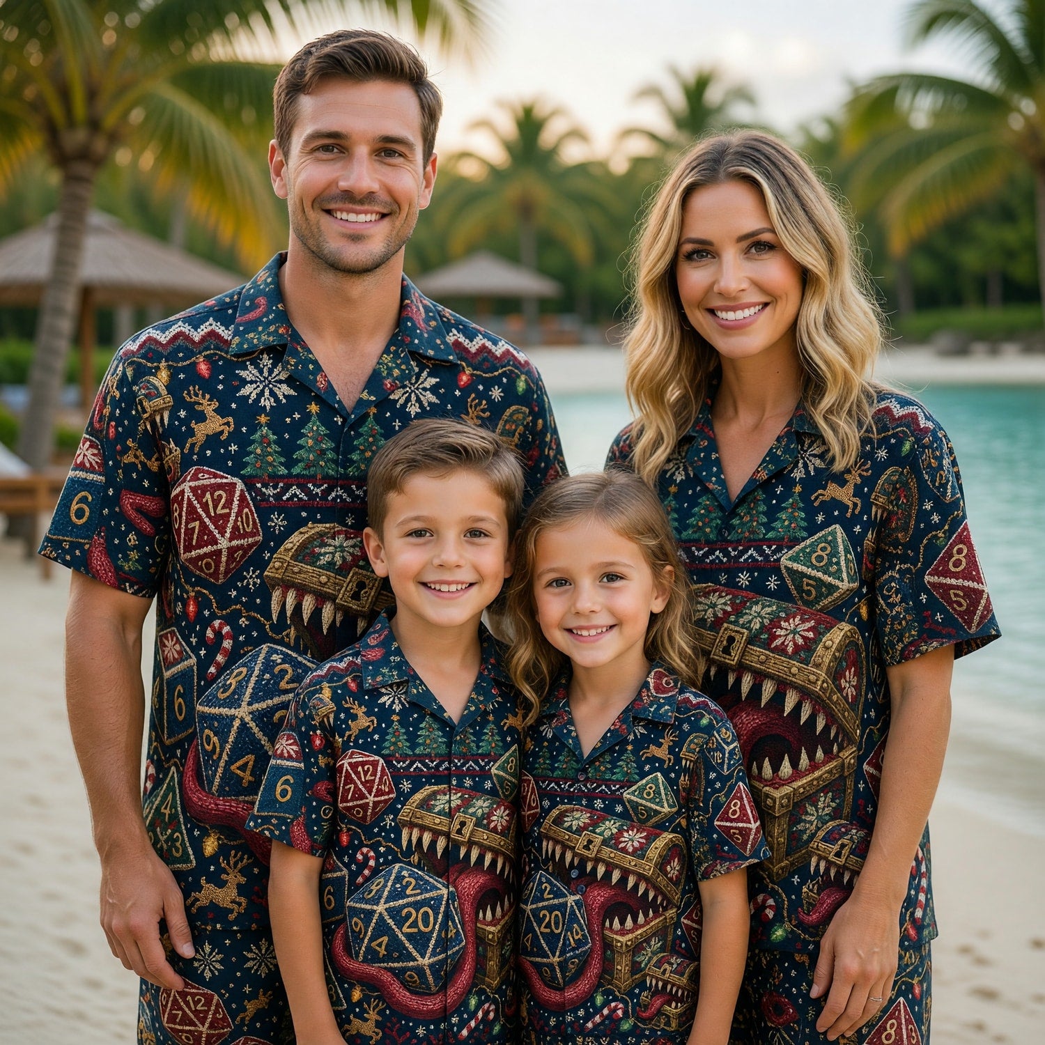 Mimic Dice Christmas Hawaiian Shirt - RPG Holiday Knit Style