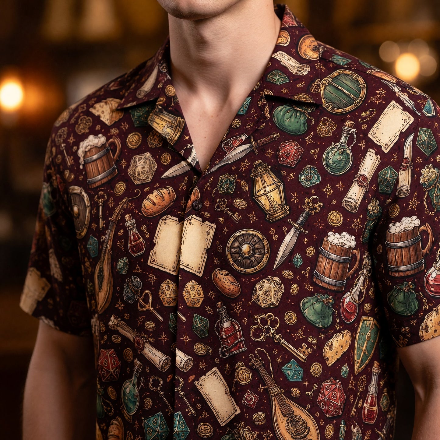 Fantasy Dungeon Hawaiian Shirt - Fantasy RPG Gaming Apparel