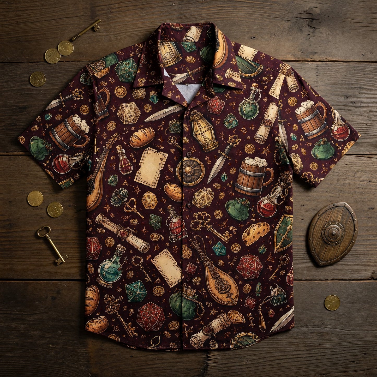 Fantasy Dungeon Hawaiian Shirt - Fantasy RPG Gaming Apparel