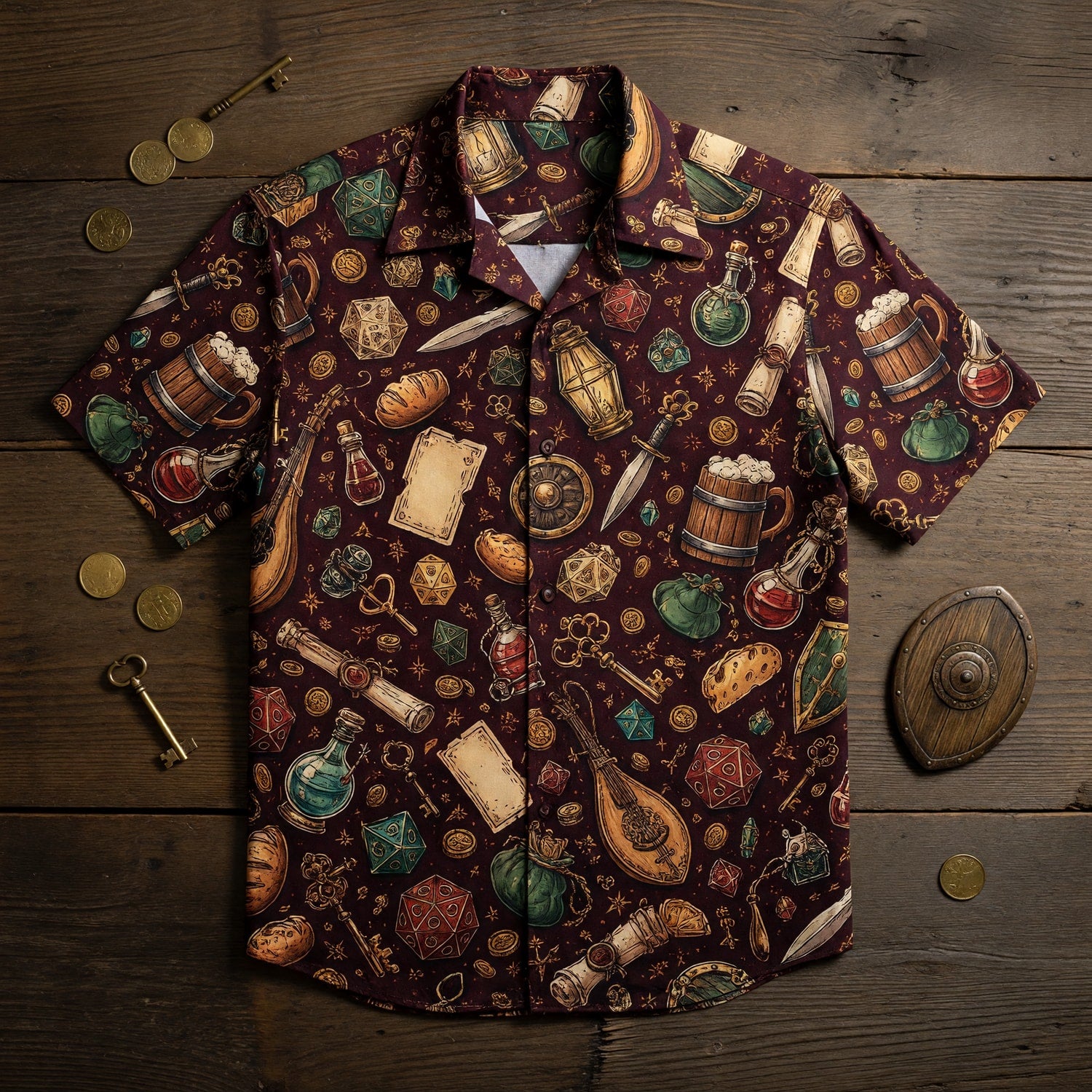 Fantasy Dungeon Hawaiian Shirt - Fantasy RPG Gaming Apparel