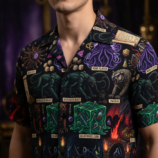 Fantasy Dungeon Monsters Hawaiian Shirt - Fantasy RPG Dungeon Apparel