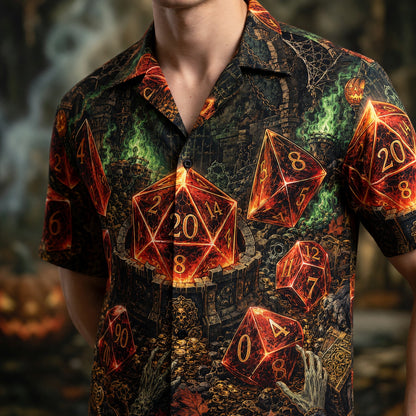Dice Dungeon Hawaiian Shirt - Gothic Halloween RPG Apparel