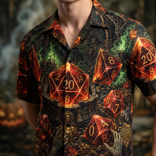 Dice Dungeon Hawaiian Shirt - Gothic Halloween RPG Apparel